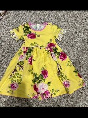 Matilda Jane Yellow Dress with Pink Floral Print